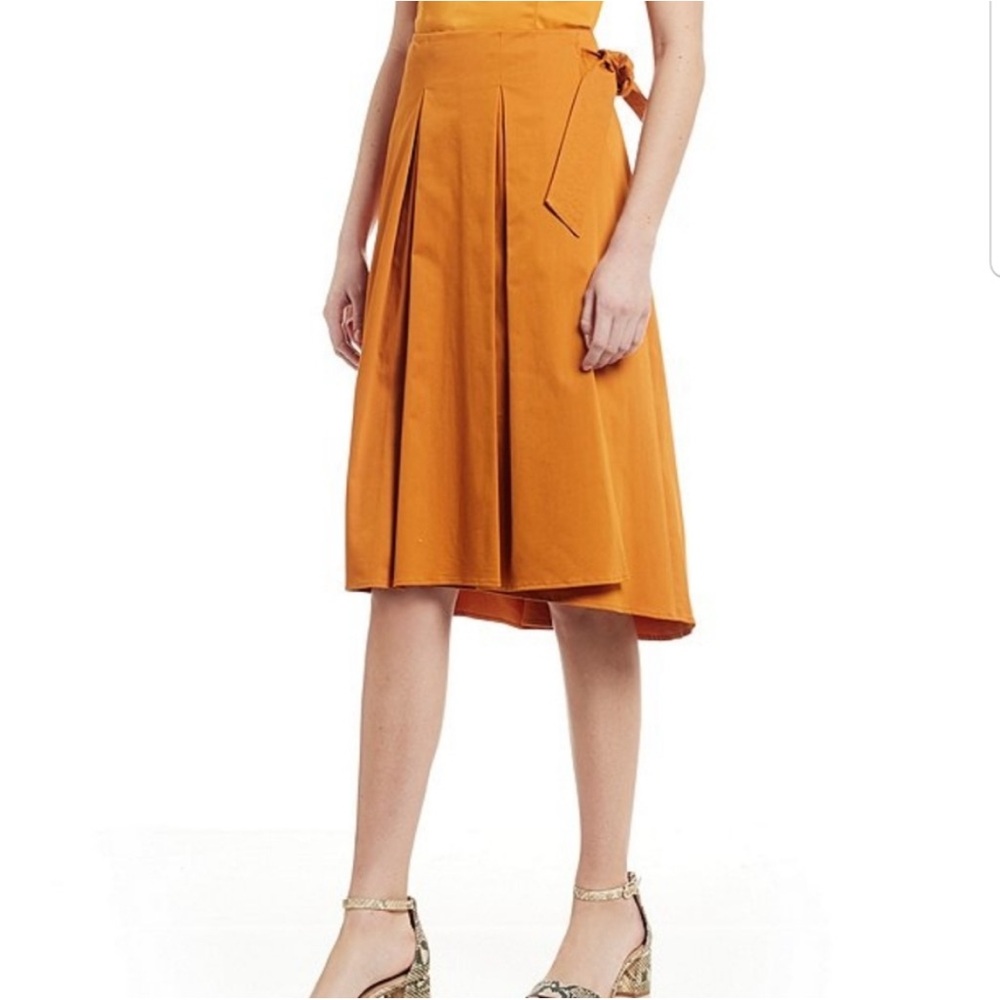 Antonio Melani Vivienne Midi Pleated Skirt | Orange Size 12